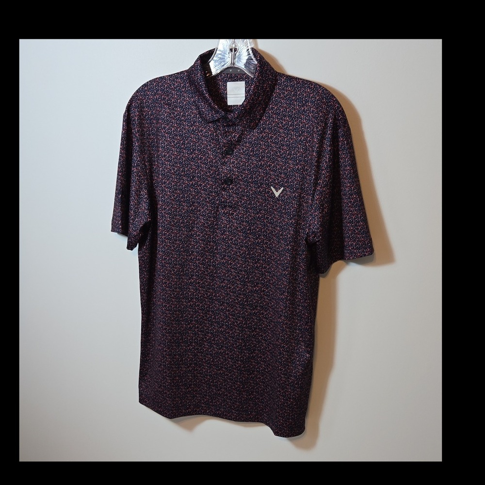 Callaway Opti-Dri‎ Men's Golf Polo S Navy/Pink/Gray Geometric Moisture Wicking